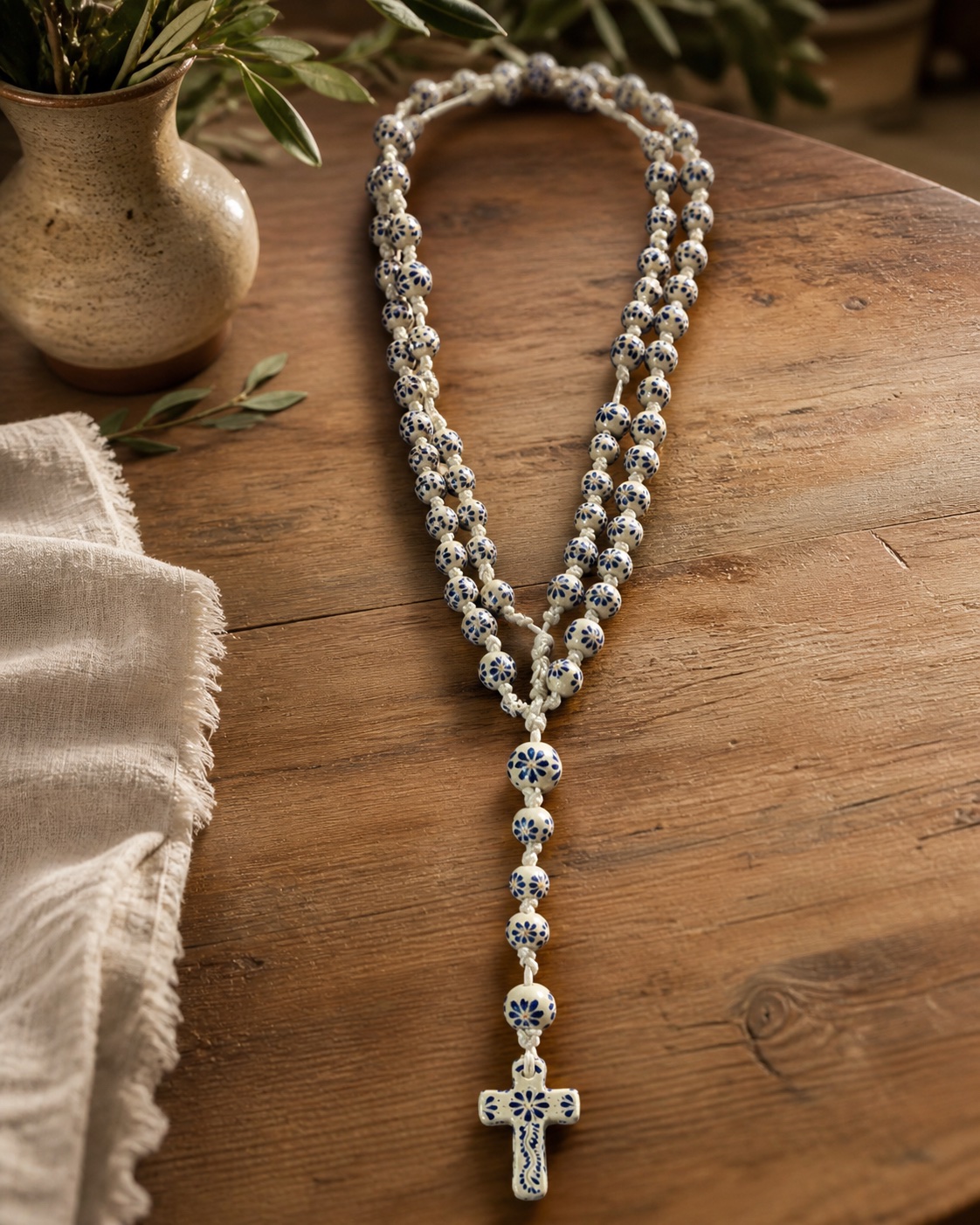 Wedding lasso arranged in an infinity shape as a symbol of unity for the ceremony